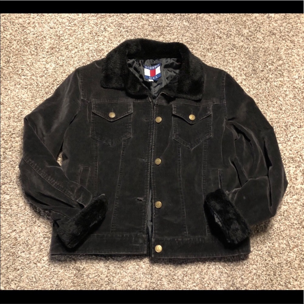 Vintage Black Fur Lined Jacket Size Large - Picture 2 of 8